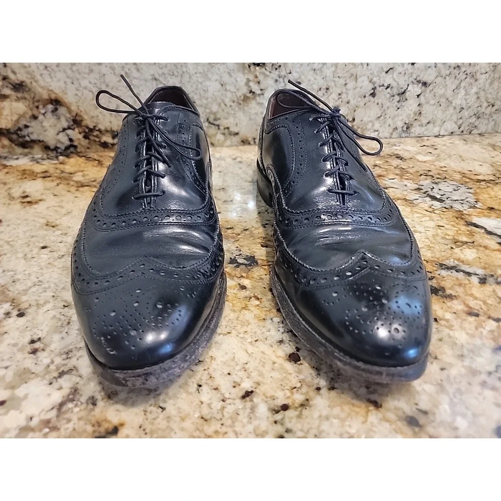 Allen Edmonds McAllister Brogue Wingtip Black Oxfords Size 10.5 C Narow USA 6215